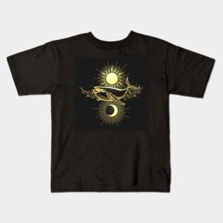 Hand Drawn Sun and Moon and Whale Kids T-Shirt